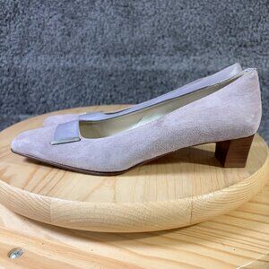 Talbots Shoe Low Heel Pump Women 6.5 Wide Suede Leather Square Toe Made in Italy